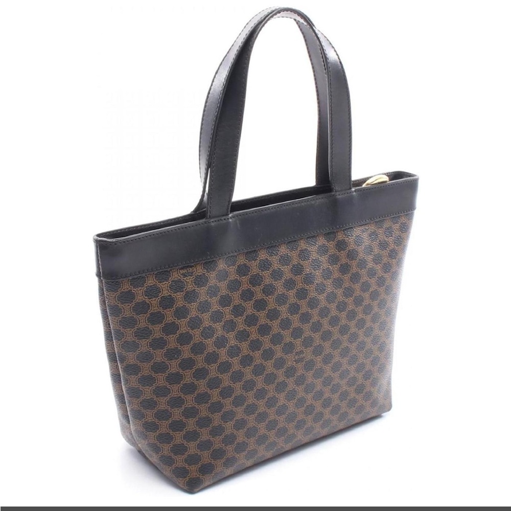 Celine Elegant Black and Brown Tote with Macadam print, leather trim & gold logo - Picture 4 of 13